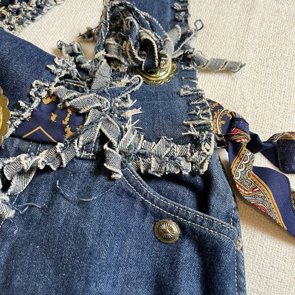 Vintage‎ Upcycled Denim Tote Bag Oscar de la Renta Logo Boho Hobo Style